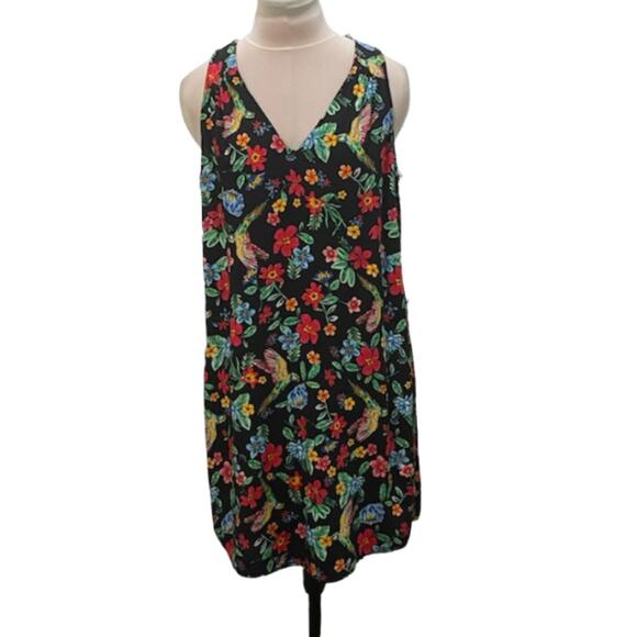 OLD NAVY Womens M Tropical Bird Parrot V-neck Flowy Mini Dress Resortwear Summer - Picture 3 of 7
